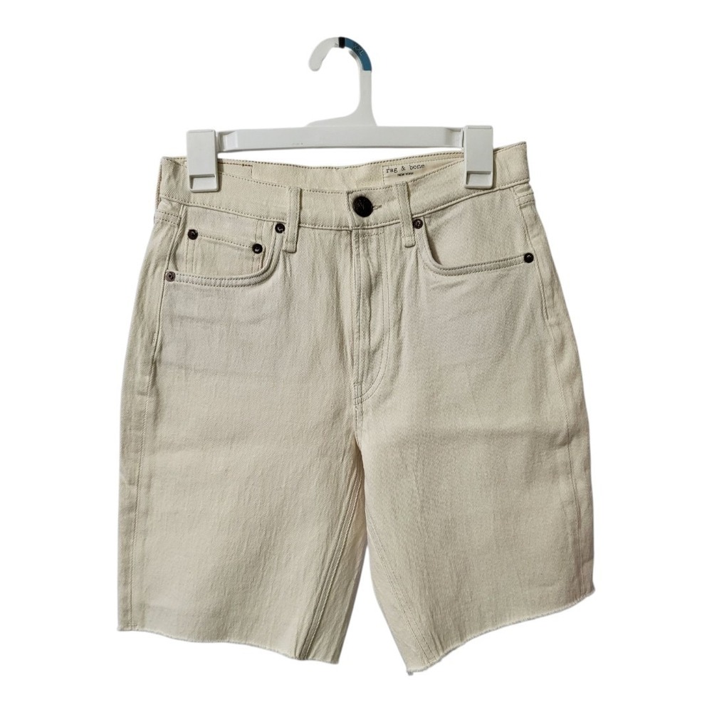 Rag & Bone Shorts Women 25 Denim Vintqge Bermuda Mid Rise Denim Shorts‎ Cream